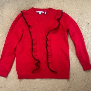 Draper James Red Ruffle Sweater